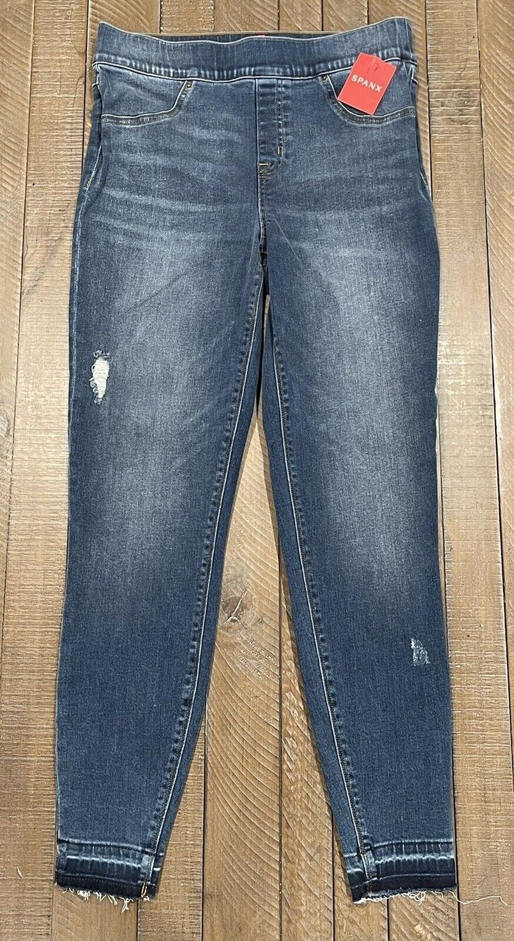 SPANX Distressed Skinny Jeans Medium Wash 20203R Comfort Stretch NEW $128 M